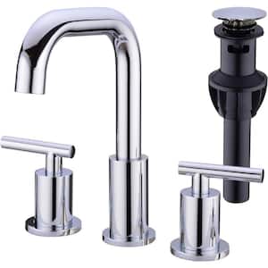 1-Piece 2-Handle 8 in. Widespread Bath Sink Faucet High Arc Brass 3-Holes Vanity Faucet with Word Bath Accessory Chrome