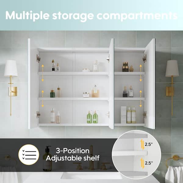 FORCLOVER 3-Door 36 in. W x 25.5 in. H Rectangular White MDF Steel