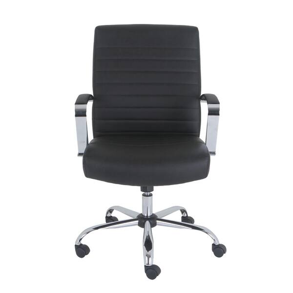Unbranded Drake Medium Black Leather Seat Adjustable Height Executive Chair with Fixed Arms