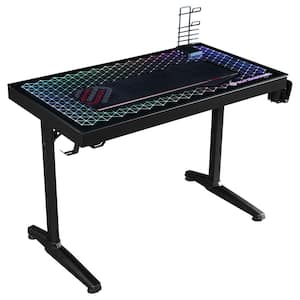 Avoca 43.25 in. Rectangular Black Gaming Computer Desk with LED Lighting