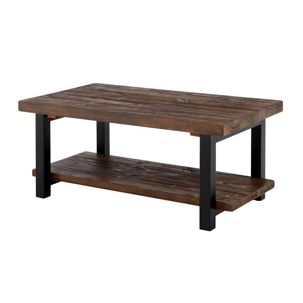 Pomona 42" Rustic Natural Wood and Metal Coffee Table
