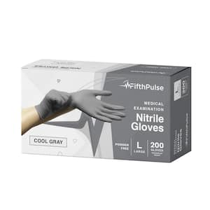 Large Nitrile Exam Latex Free and Powder Free Gloves in Cool Gray - (200-Count)