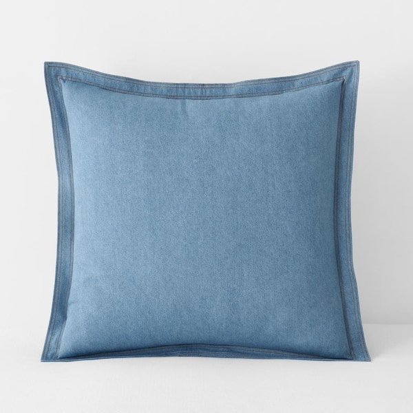 The Company Store Washed Denim Tob Denim Blue Cotton Euro Sham