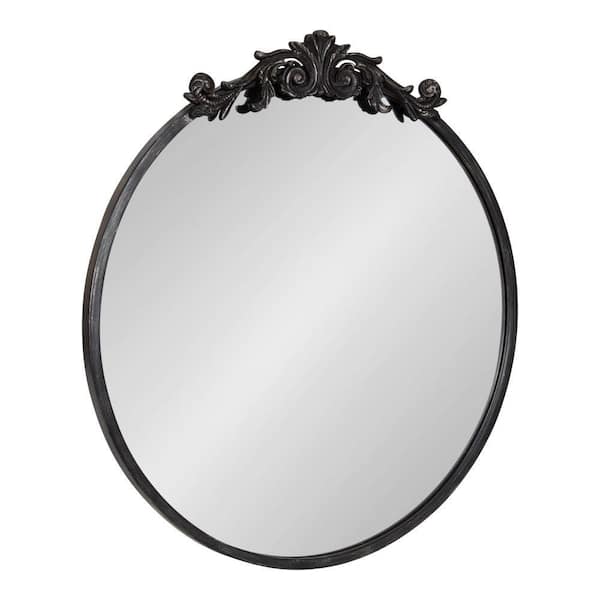 Kate and Laurel Arendahl 23.75 in. W x 25.25 in. H Oval Metal Black Framed Traditional Wall Mirror