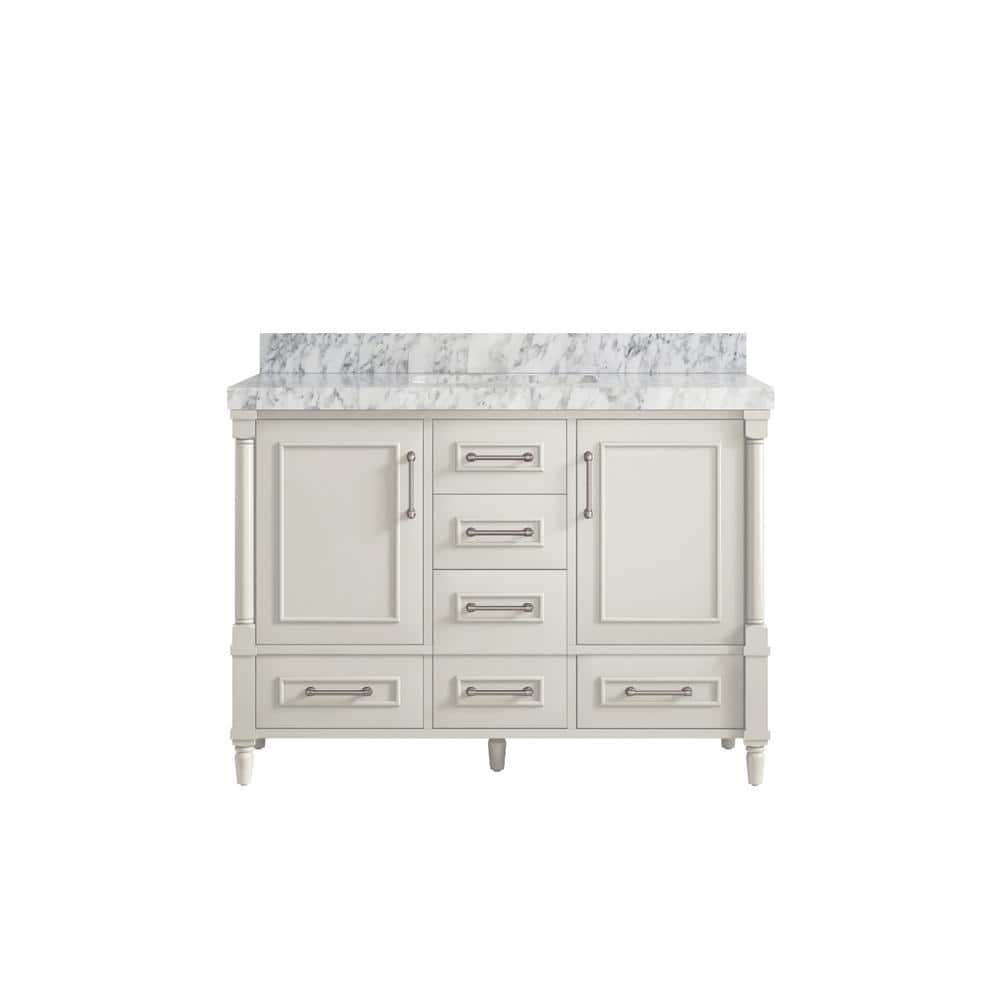 Alabaster Solid Wood Single Bathroom Vanity with Carrara Marble Top