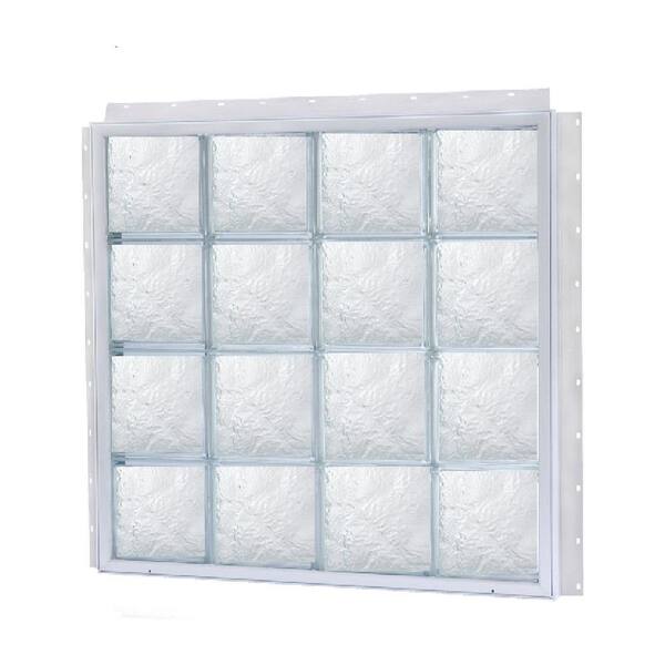 TAFCO WINDOWS 23.875 in. x 23.875 in. NailUp2 Ice Pattern Solid Glass Block Window