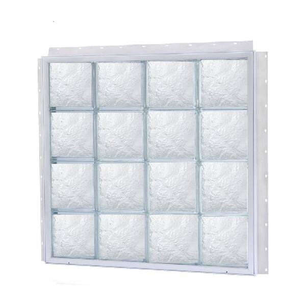 TAFCO WINDOWS 48 in. x 40 in. NailUp Ice Pattern Solid Glass Block Window