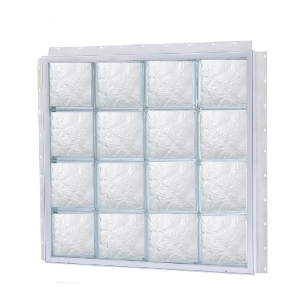 TAFCO WINDOWS NailUp 80 in. x 8 in. x 3-3/4 in. Ice Pattern Solid Glass Block New Construction Window with Vinyl Frame-DISCONTINUED