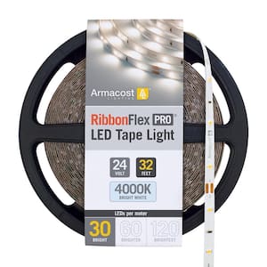 RibbonFlex Pro 32.8 ft. (10M) 24-Volt LED Tape Light, Bright White (4000K), 30 LEDs/M