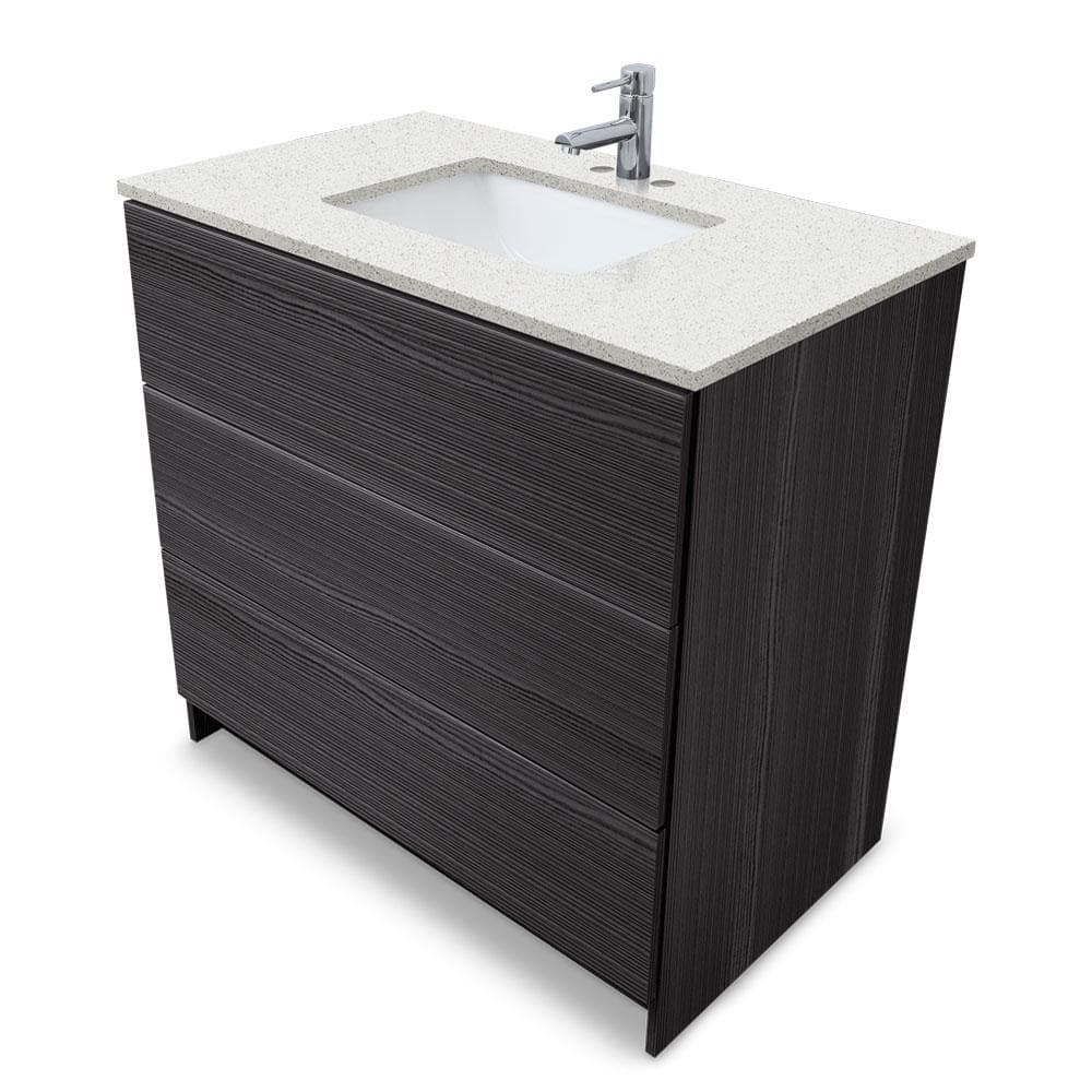 Element 36 in x W x 22 in D x 35 in H Bath Vanity in Ebony with Galaxy White Quartz Top -  Ella, ST36EB-QT37WXB