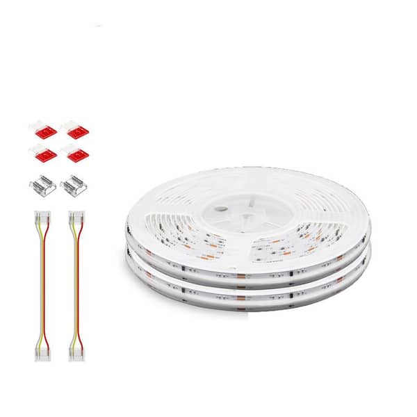 32.8 ft. Hardwired RGB Smart IC COB Integrated LED Strip Light, High Density Uniform Tape Light for Bedroom Holiday