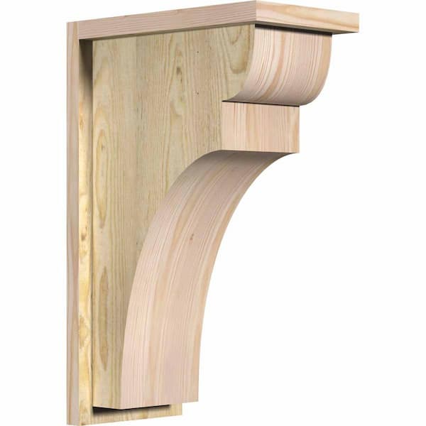 Ekena Millwork 8 in. x 14 in. x 22 in. Douglas Fir Yorktown Rough Sawn Corbel with Backplate