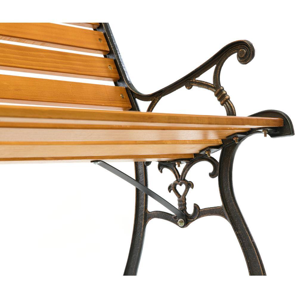 Classic Wooden and Steel Outdoor Garden Bench
