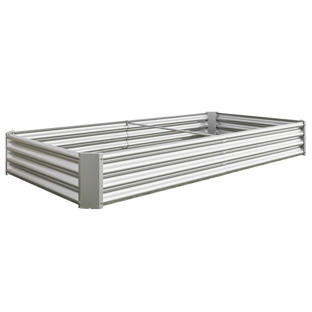 11.8 in. Tall 7.6 ft. x 3.7 ft. Silver Metal Raised Garden Bed Kit for Vege