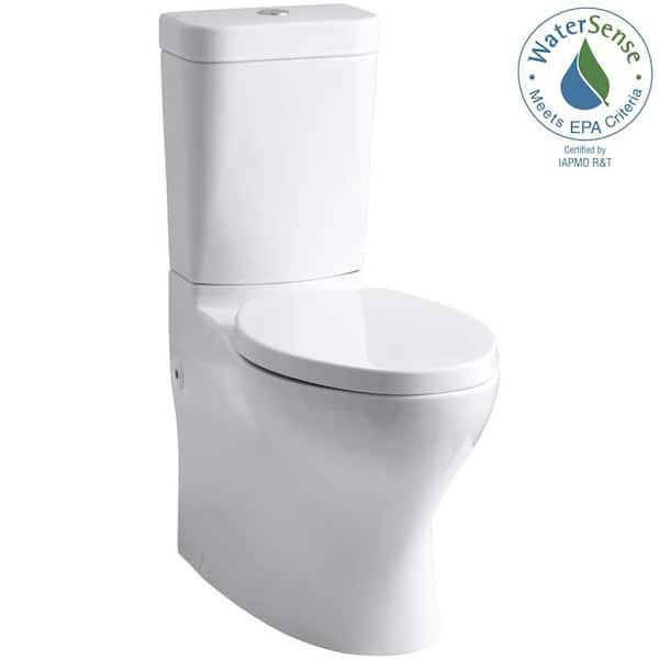 KOHLER Persuade Circ 2-piece 1.0 or 1.6 GPF Dual Flush Elongated Toilet in White, Seat Not Included