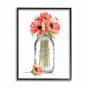 11 in. x 14 in. "Mason Jar Poppies" by Amanda Greenwood Wood Framed Wall Art