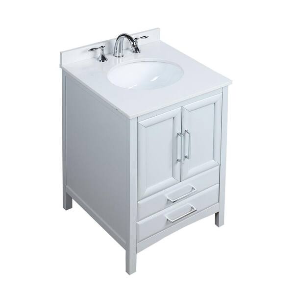 Vanity Art Rochefort 24 in. W x 22 in. D x 35 in. H Bath Vanity in Grey with Vanity Top in White Cultured Marble with White Basin