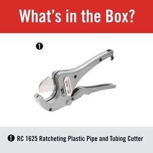 RC-1625 Aluminum Ratchet Action 1/8 in.-1-5/8 in. Plastic Pipe and Tubing Cutter, Tool for Multilayer Tubing Jobs
