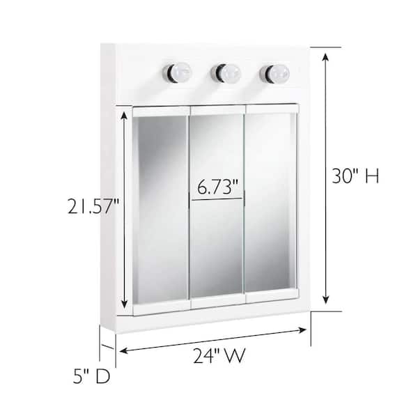 Design House Concord 24 In W White 3, Medicine Cabinet With Mirror And Lights Home Depot