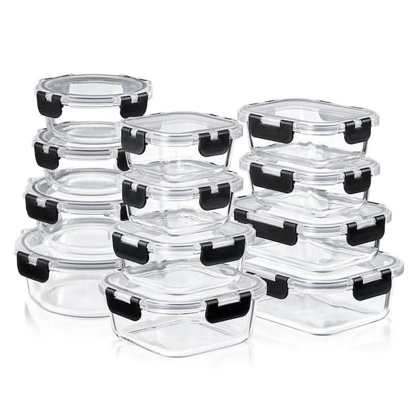 24-Piece Glass Food Storage Containers with Lids-Microwave, Dishwasher, and Oven Safe Meal Prep Containers