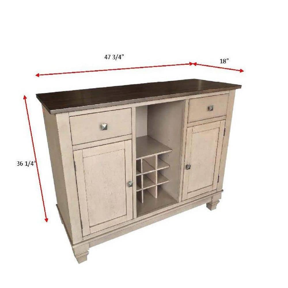 Two-Tone Brown Wood Sideboard Buffet Server with Wine Rack