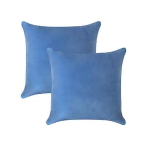 A1HC Prussian Blue 18 in. x 18 in. Velvet Throw Pillow Covers Set of 2