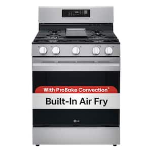30 in., 6.3 cu. ft. Smart ProBake Convection 5-Burner Gas Single Oven Range w/ Air Fry and Easy Clean in Stainless Steel