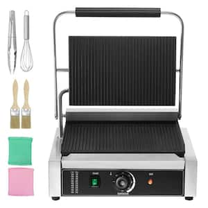 Commercial Panini Grill, 1,800-Watt Small Electric Product Type. Sandwich Maker, Stainless Steel Sandwich Press, Silver