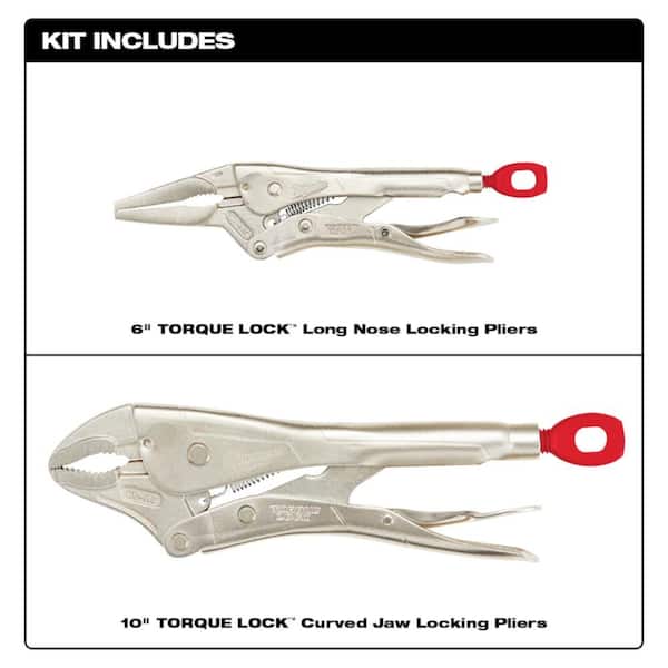 Torque Lock Locking Pliers Set with Long Nose, Straight Jaw, and Cutting Pliers Kit (7-Piece)