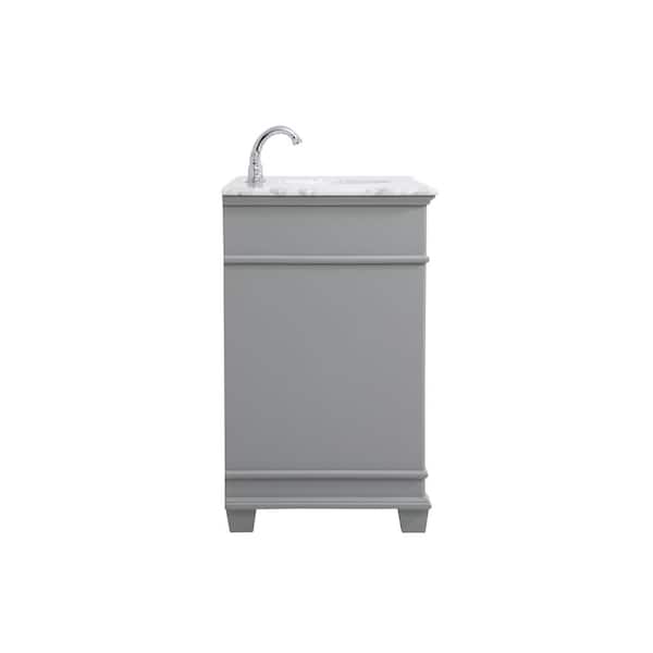 Timeless Home 42 in. W x 21.5 in.D x 35 in.H Single Bath Vanity in Grey with Marble Vanity Top in White with White Basin