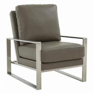 Jefferson Grey Faux Leather Arm Chair