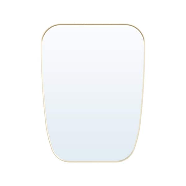 FORCLOVER 24 in. W x 32 in. H Rectangular Irregular Anodized Aluminum Framed Wall Mount Bathroom Vanity Mirror in Brushed Gold