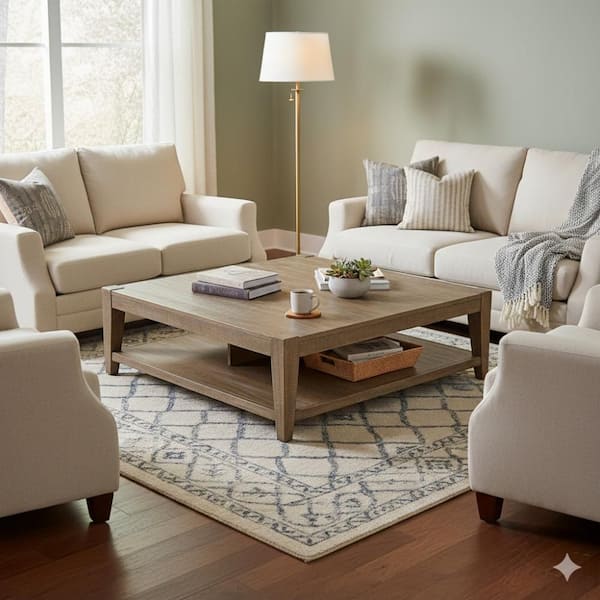 48 in. Brown Square Wood Coffee Table