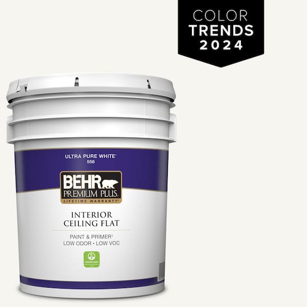 BEHR PREMIUM PLUS 5 gal. Designer Collection #DC-001 Whipped Cream Ceiling Flat Interior Paint