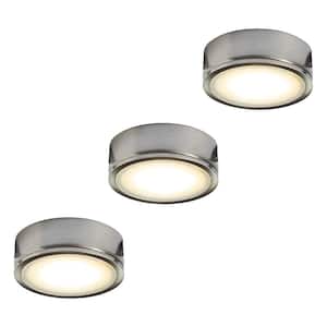 3 in 3000k Warmlight New Construction And Remodel Recessed Integrated LED Kit Metal Pucks - Satin Nickel (3- Pack)