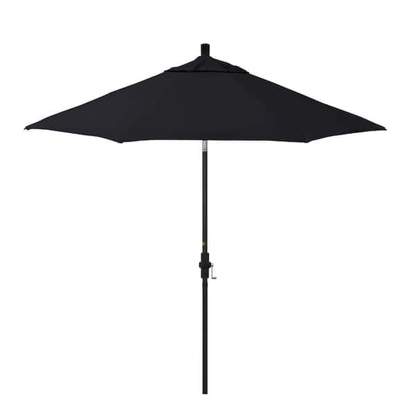 California Umbrella 9 ft. Black Aluminum Market Patio Umbrella with Fiberglass Ribs Crank and Collar Tilt in Black Pacifica Premium