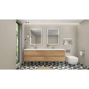 Bohemia 84 in. W Bath Vanity in New England Oak with Reinforced Acrylic Vanity Top in White with White Basins