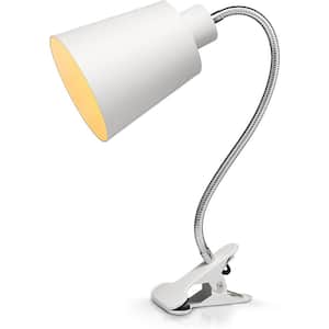 18.5 in. White Plug in Clip On Flexible Gooseneck Desk Lamp No Bulbs Included