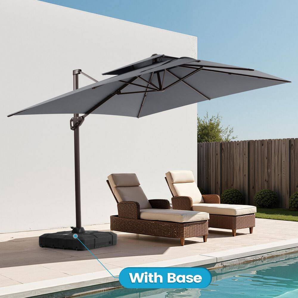 11 ft. x 9 ft. Swivel Double-Top Cantilever Tilt Patio Umbrella in Dark Gray with 220 lbs. HDPE Base price history on PriceWatchPro