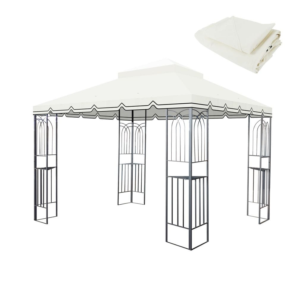 10 x 10 ft. Beige Polyester Patio Gazebo Replacement Canopy, 2-Tier Tent Roof Top with Great Wall Border (Cover Only) price history on PriceWatchPro