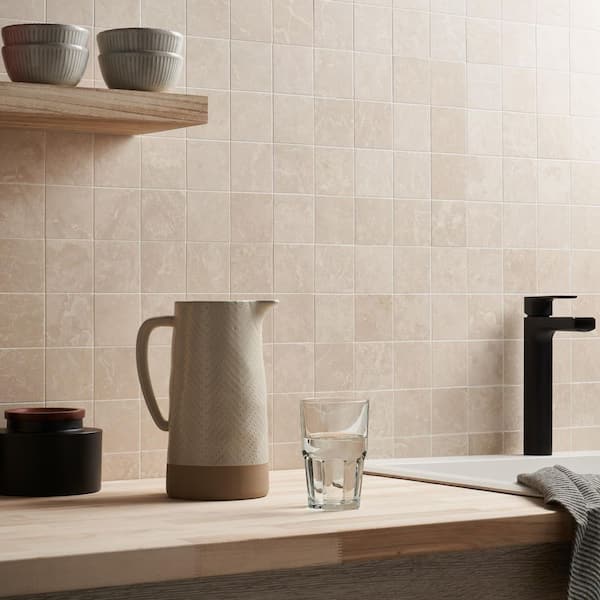 Botticino Extra Light Beige 12 in. x 12 in. Honed Marble Mosaic Floor and Wall Tile (1 Sq. Ft. / Each)