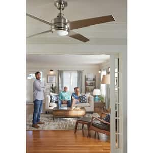 Mercer 52 in. Integrated LED Indoor Brushed Nickel Ceiling Fan with Light Kit works with Google Assistant and Alexa