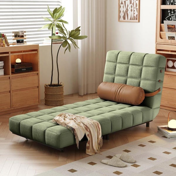 JASIWAY 31.39 in. W Green Folding Corduroy Fabric Twin Sleeper