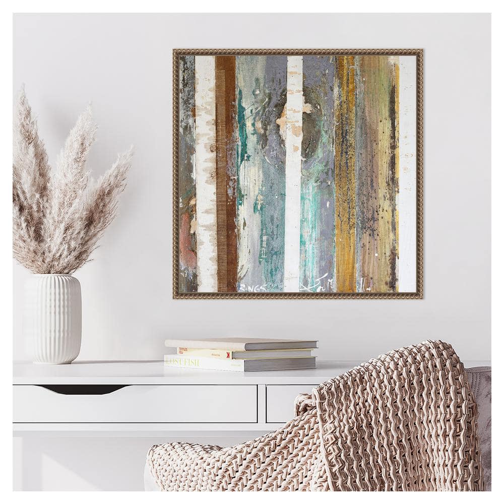 Textured Grain IV Abstract Canvas Wall Art with Bronze Frame