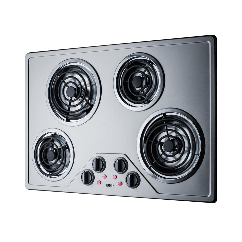 Summit 30" Stainless Steel 4-Burner Electric Cooktop