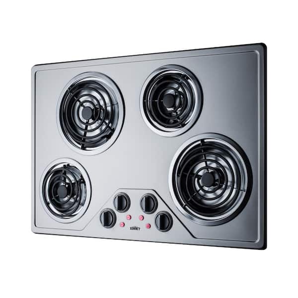 29.38 in. Coil Top Electric Cooktop in Stainless Steel with 4-Elements