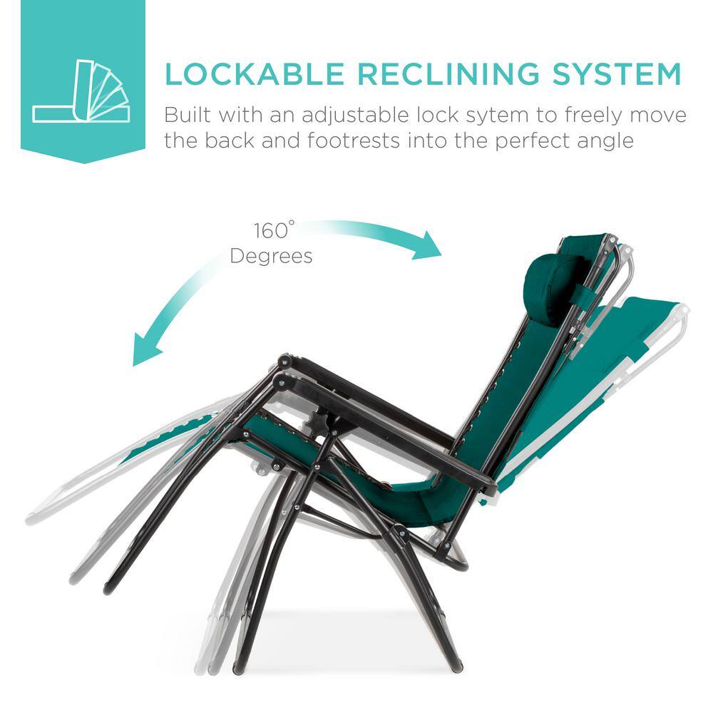 Forest Green Folding Zero Gravity Recliner with Canopy and Tray
