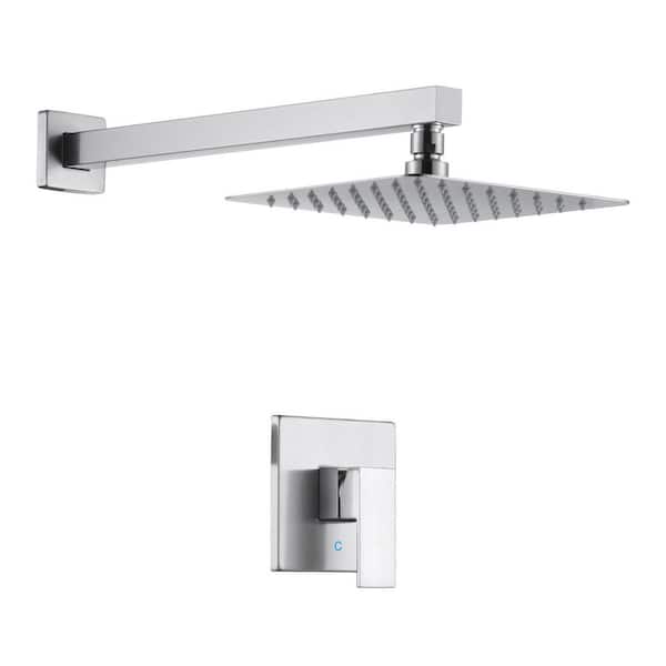 Single Handle 1-Spray Shower Faucet 1.8 GPM with Pressure Balance in Nickel (Valve Included)