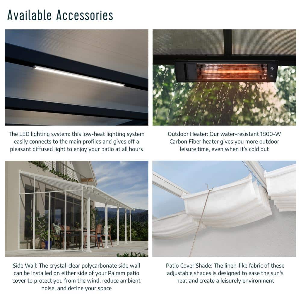 Sierra 10 ft. x 24 ft. Gray Polycarbonate Aluminum Patio Cover