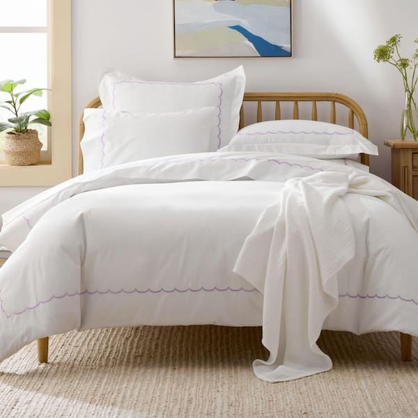 Company Cotton Scallop Lavender Cotton Percale Standard Pillowcase (Set of 2)